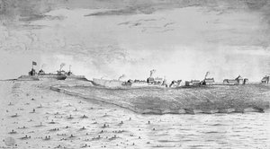 Nordvest-utsikt over Fort Lawrence i Chignectou av English School