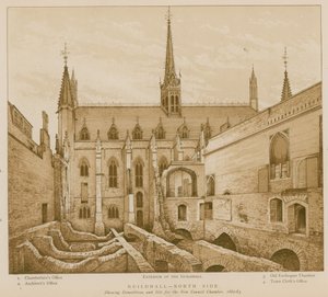 Nordsiden av Guildhall, London av English School