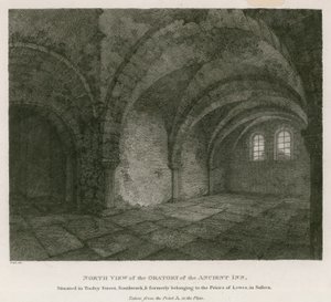 Nordutsikt over Oratory of the Ancient Inn som ligger i Tooley Street, Southwark av English School