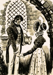 Northanger Abbey (gouache på papir) av English School
