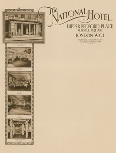 Notatpapir fra The National Hotel, Upper Bedford Place, Russell Square av English School