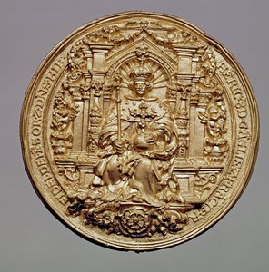 Forsiden av seglet til Henry VIII (1491-1547) (gull) (se 181809 for bakside)