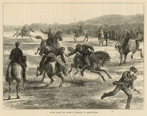 Offiserer som spiller polo (hockey på hesteryggen) på Woolwich Common av English School