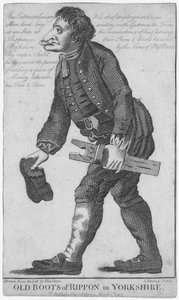Old Boots of Rippon i Yorkshire, gravert av J. Strange (1700-tallet) etter en tegning av Timothy Grin, utgitt av C. Johnson, 1793 av English School