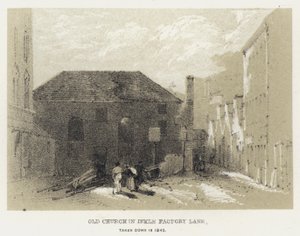 Old Church i Inkle Factory Lane, tatt ned i 1845 (gravering) av English School