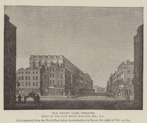 Old Drury Lane Theatre (gravering) av English School