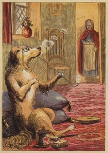 Old Mother Hubbard (farget gravering) av English School