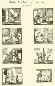 Gamle mor Hubbard og hunden hennes (tresnitt) av English School