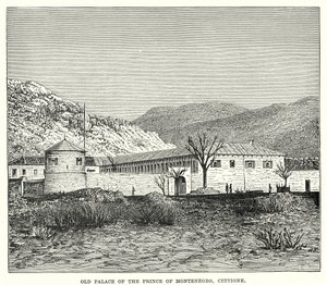 Det gamle palasset til prinsen av Montenegro, Cettigne (gravering) av English School