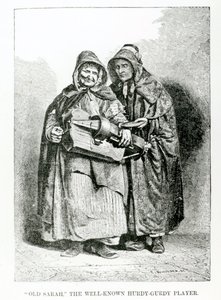Gamle Sarah Den velkjente Hurdy-Gurdy-spilleren, ca. 1840 av English School