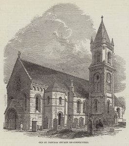 Gamle St. Pancras kirke rekonstruert (gravering) av English School