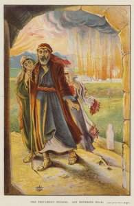 Historier fra Det gamle testamente, Lot inn i Zoar (litho i farge) av English School