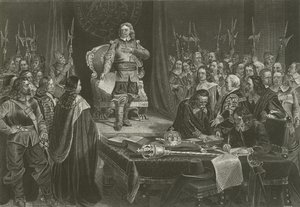 Oliver Cromwell nektet Englands krone, 1657 av English School