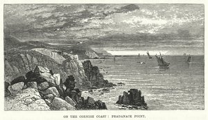 På Cornwall-kysten: Pradanack Point (gravering) av English School