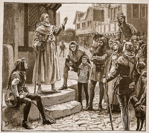 En av Williams fattige prester som forkynner for folket, illustrasjon fra Cassells Illustrated History of England (sepiafoto) av English School