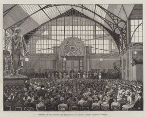 Åpning av Edinburgh-utstillingen av prins Albert Victor av Wales (gravering) av English School