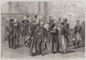 Åpning av den internasjonale utstillingen, prosesjonen som dannes i South Central Court (gravering) av English School