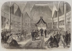 Åpning av den italienske utstillingen i Firenze av Victor Emmanuel (gravering) av English School