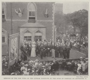 Åpning av den nye fløyen til Lytham Institute av hertugen av Norfolk 17. september (gravering) av English School