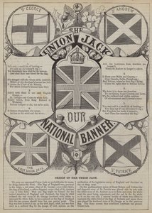 Opprinnelsen til Union Jack (gravering) av English School