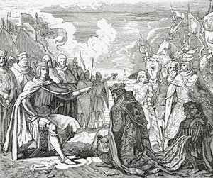 Ottokar II av Böhmen hyller Rudolf I, konge av Tyskland i 1276, 1882 av English School
