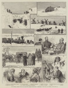 Vår spesielle kunstner med Jeannette Relief Expedition, Skisser på vei til Sibir (gravering) av English School
