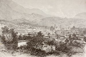 Samlet utsikt over Bogota, Colombia (litho) av English School