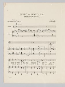 Side 2 av et partitur for sangen Just a Soldier av English School