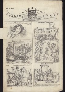 Side fra brosjyre om Glasgow Fair, publisert 23. juli 1835 (gravering) av English School