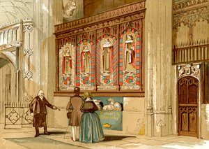Malt skjerm, St. George#39;s Chapel, Windsor (farget gravering) av English School