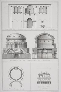 Palace and Mausoleum of Theodoric (ca. 454-526) i Ravenna, fra `Agincourts History of Art by its Monuments av English School