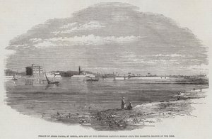 Palace of Abbas Pacha, ved Benha, og stedet for den tiltenkte jernbanebroen over Damietta-grenen av Nilen (gravering) av English School