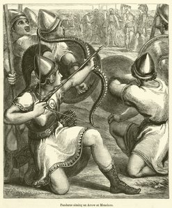 Pandarus sikter en pil mot Menelaos (gravering) av English School