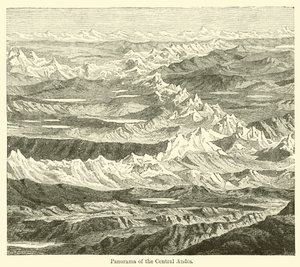 Panorama over de sentrale Andesfjellene (gravering) av English School