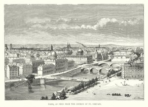 Paris, sett fra kirken St Gervais (gravering) av English School
