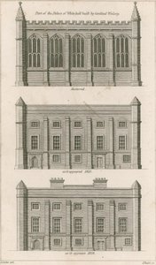 En del av Palace of Whitehall bygget av kardinal Wolsey av English School