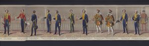 En del av panoramaet av ekteskapet til dronning Victoria, ca. 1840 (håndfarget akvatint) av English School