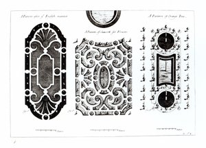 Parterre designs, fra Theory and Practice of Gardening, av Antoine-Joseph Dezallier DArganville (1680-1765), utgitt ca. 1709 av English School