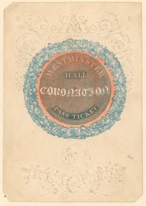 Passbillett til The Grand Coronation Banquet of King George IV i Westminster Hall, 17. juli 1821 av English School