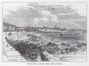 Penzance, fra Esplanade (gravering) av English School