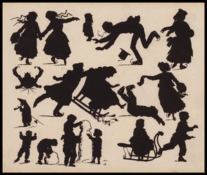 Folk om vinteren (litho) av English School