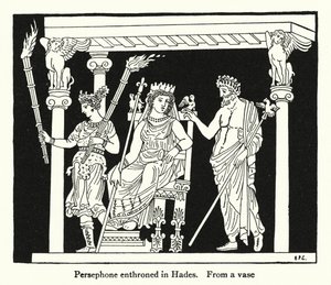 Persephone troner i Hades (litho) av English School