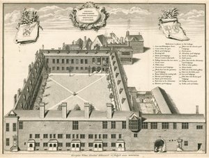 Perspektiv utsikt over Gresham College, London av English School
