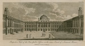Perspektivvisning av de nye offentlige kontorene i den indre gården til Somerset House av English School