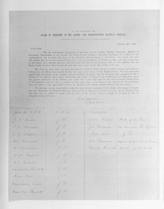 Petition an die Direktoren der London and North-Western Railway Company im Namen eines Mitarbeiters, der wegen Sehschwäche entlassen wurde, 1861