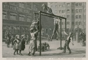 Fysisk rekreasjon for barn i London: En scene i Drury Lane Garden av English School