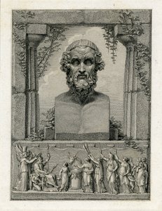 Pindar, eldgammel gresk lyrisk poet (ca. 522-c. 433 f.Kr.) (gravering) av English School