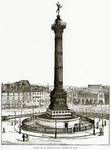 Place de la Bastille og Column of July, illustrasjon fra Old and New Paris av H. Sutherland Edwards, 1893 av English School
