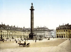 Place de la Colonne Vendome, Paris (håndfarget bilde) av English School