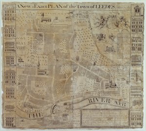 Plan of Leeds, kartlagt av John Cossins, ca. 1730 av English School